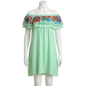 NEW UMGEE floral embroidered ruffled dress in mint